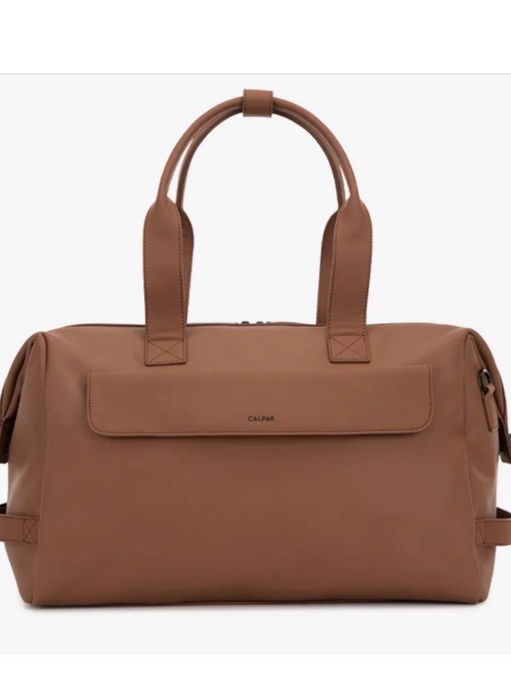 Calpak Tan Leather-Style Weekender Duffel Bag